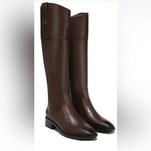 New Sam Edelman Drina Terrazo Brown Leather Knee-High Ridding Boots Size 6.5